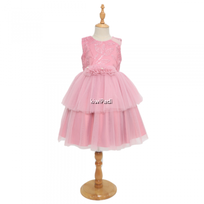 kiwiPadi Netting With Embroidery Party Dress For Babies & Kids