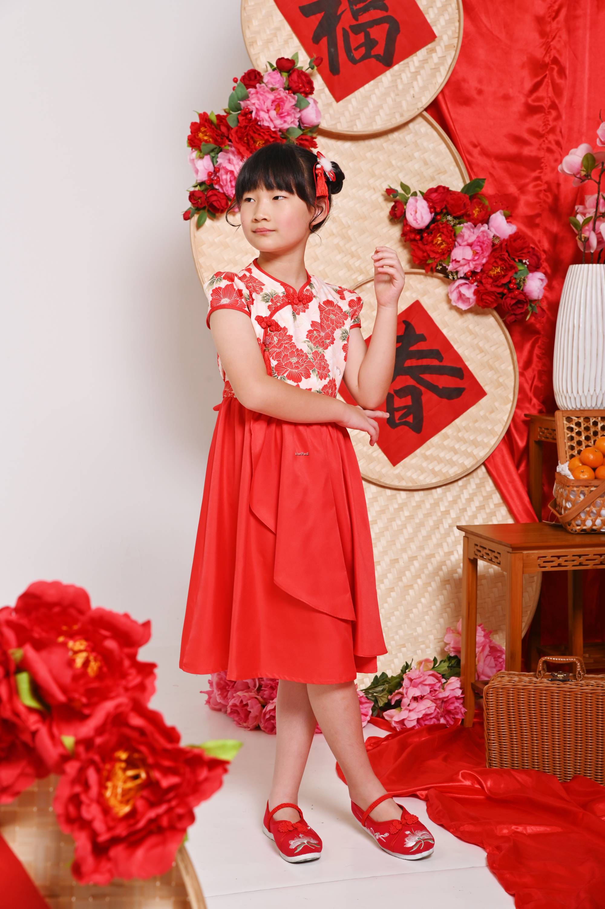 CNY Qipao Flare Dress for Babies Kids Cheongsam KiwiPadi